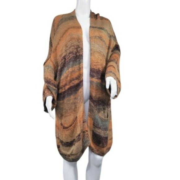 ASOS Design Long Sleeve Hippie Boho Festival Knit Cardigan Sweater Brown S/M - Picture 2 of 9